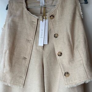 House of Harlow 1960 Cream Wide Leg Pants with Matching Vest